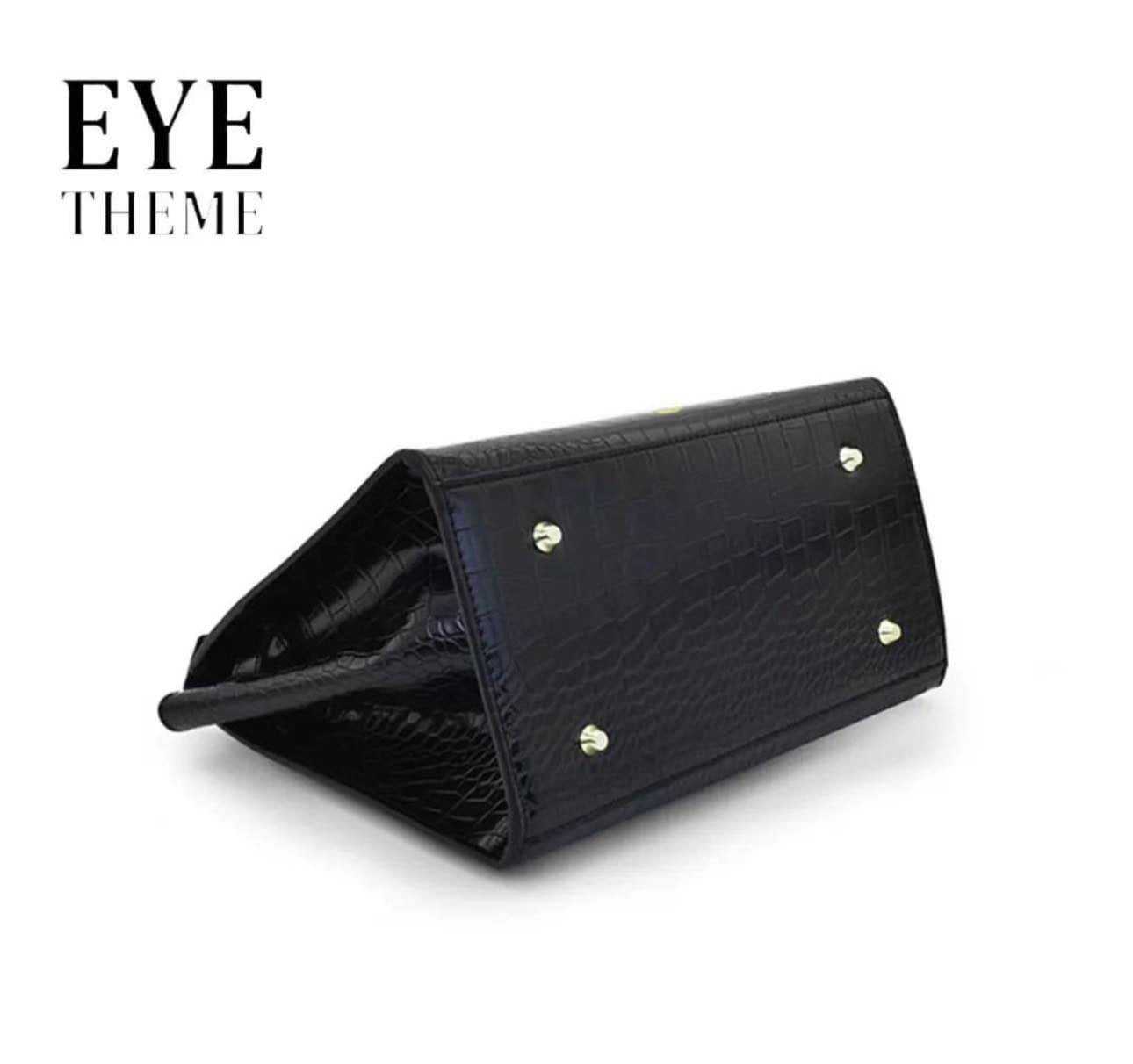 Eye - Themed Black 2 - in - 1 Handbag. حقيبة يد سوداء 2 في 1 بطابع العين - Princess Cosmetics Qatar