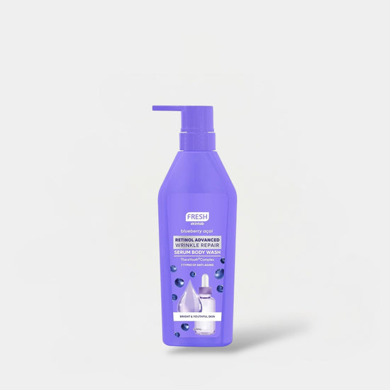Fresh Skinlab Blueberry Acai Retinol Advanced Wrinkle Repair Serum Body Wash 500ml غسول الجسم فريش سكين لاب بلوبيري أساي ريتينول لإصلاح التجاعيد المتقدم - Princess Cosmetics Qatar