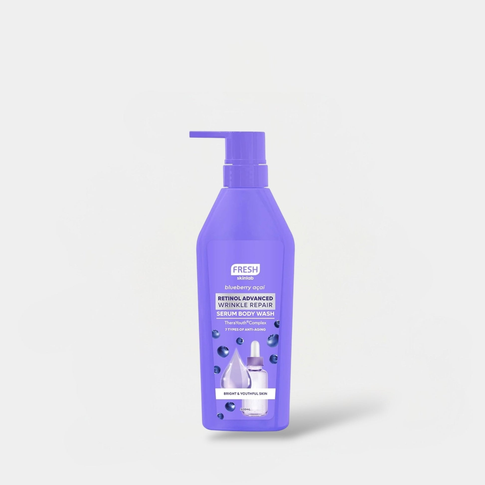 Fresh Skinlab Blueberry Acai Retinol Advanced Wrinkle Repair Serum Body Wash 500ml غسول الجسم فريش سكين لاب بلوبيري أساي ريتينول لإصلاح التجاعيد المتقدم - Princess Cosmetics Qatar