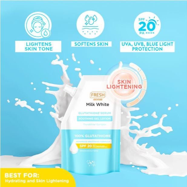 Fresh Skinlab Milk White 3 in 1 Glutathione Soothing Gel Lotion SPF 20 Princess Cosmetics Qatar Fresh Skinlab Milk White 3 in 1 Glutathione Soothing Gel Lotion SPF 20 Princess Cosmetics Qatar