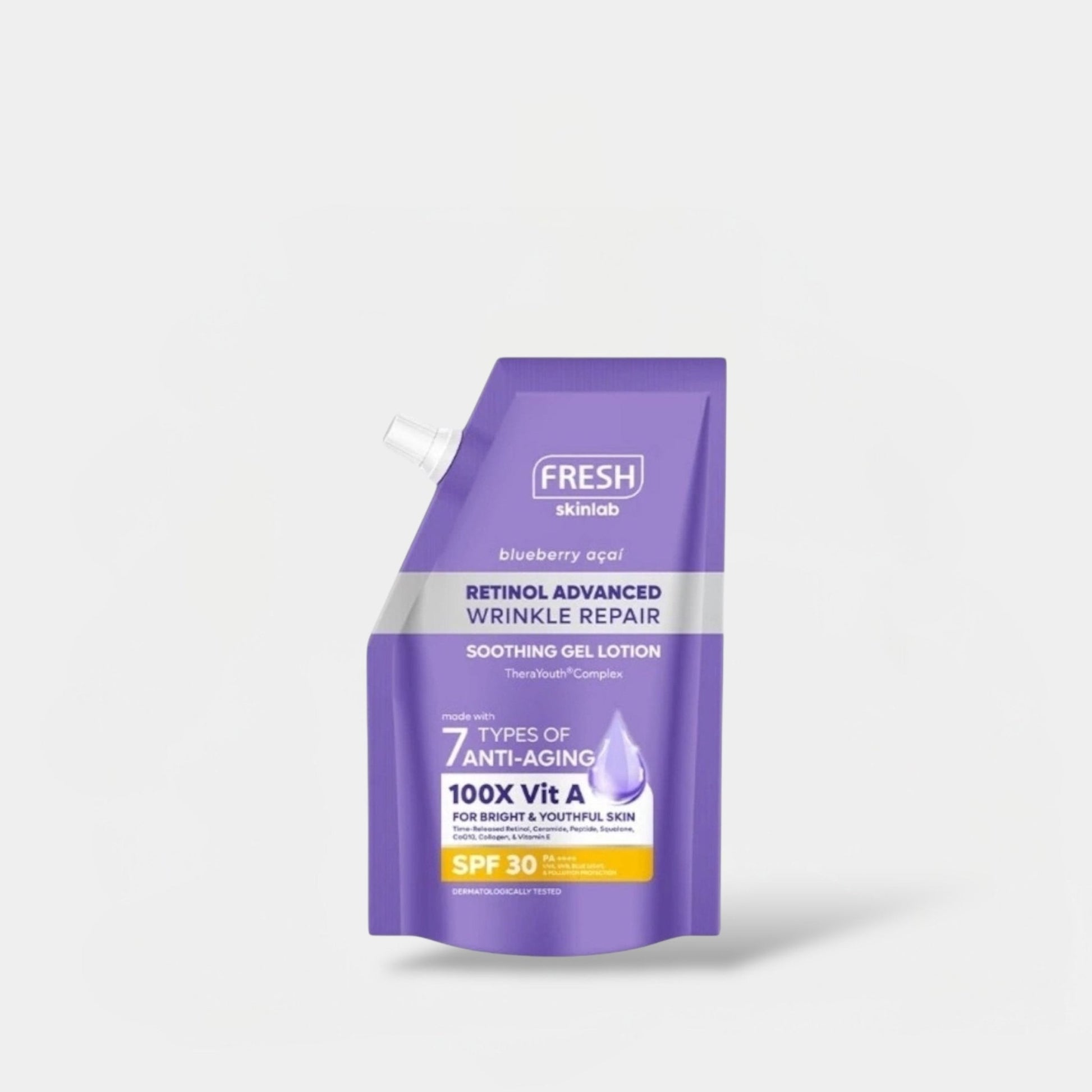 Fresh Skinlab Retinol Advanced Wrinkle Repair Soothing Gel Lotion SPF 30 200ml فريش سكينلاب ريتينول متقدم لإصلاح التجاعيد جل لوشن مهدئ - Princess Cosmetics Qatar