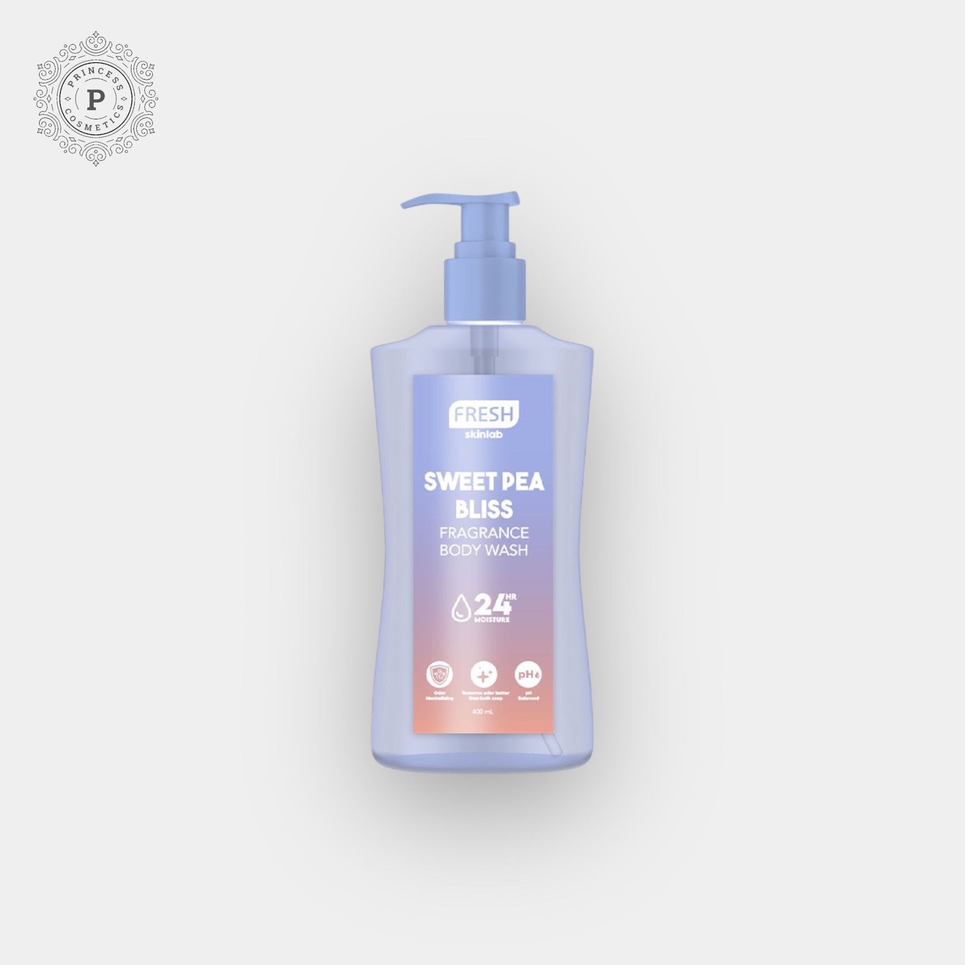 Fresh Skinlab Sweet Pea Bliss Fragrance Body Wash 400ml. غسول الجسم المعطر سويت بي بليس من فريش سكين لاب، 400 مل - Princess Cosmetics Qatar