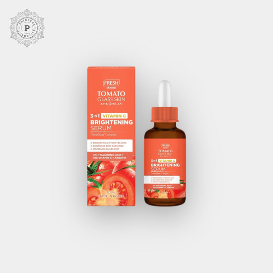 Fresh Skinlab Tomato Glass Skin 3in1 Vitamin C Brightening Serum 30ml. مصل تفتيح البشرة بالطماطم الزجاجية 3 في 1 بفيتامين C من فريش سكين لاب، 30 مل - Princess Cosmetics Qatar