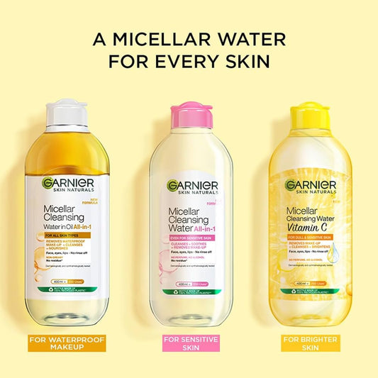 Garnier Micellar Cleansing Water in Oil All - in - 1 400ml غارنييه ميسيلار منظف ومنظف بالزيت الكل في واحد - Princess Cosmetics Qatar
