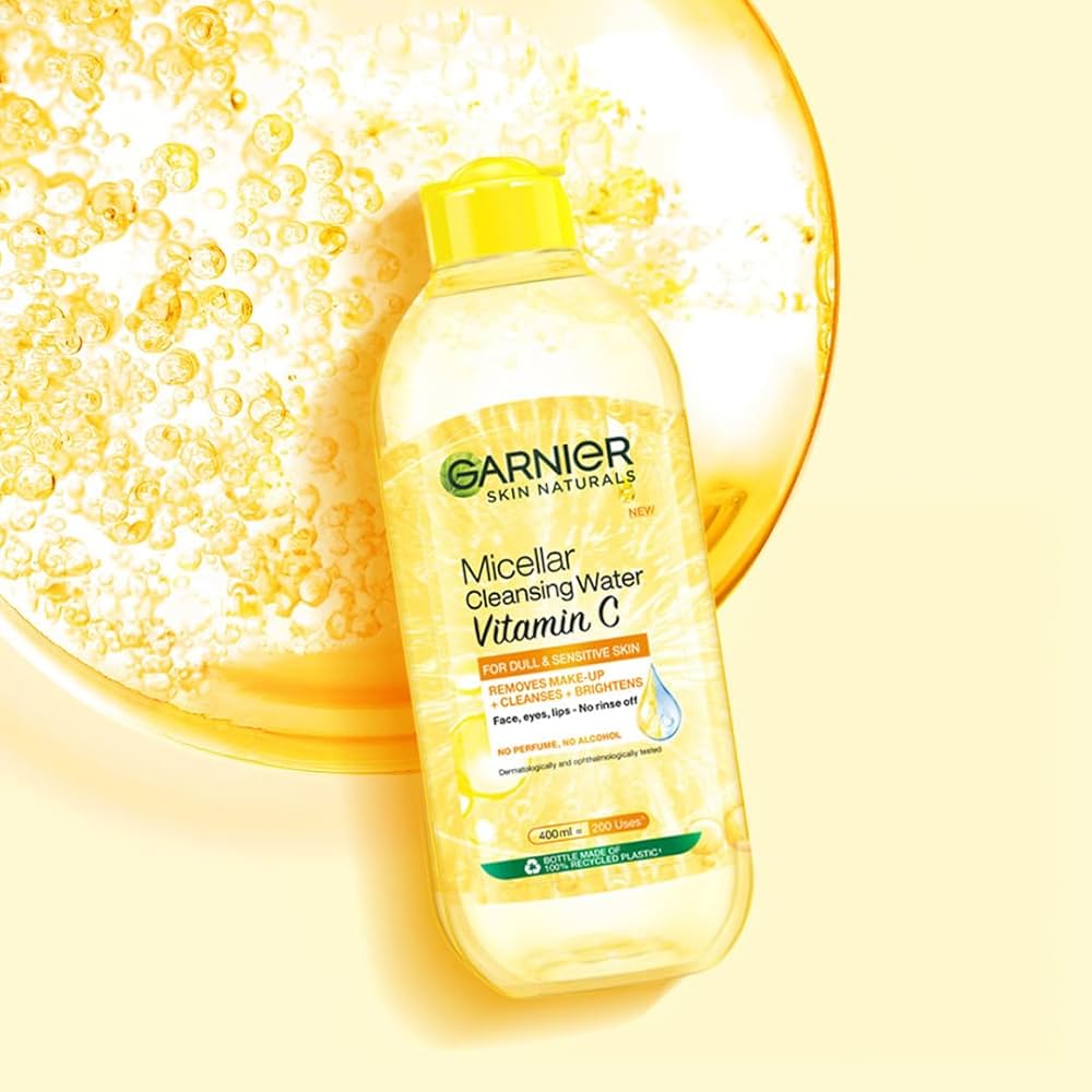 Garnier Micellar Cleansing Water with Vitamin C 400ml ماء غارنييه ميسيلار المنظف مع فيتامين سي - Princess Cosmetics Qatar