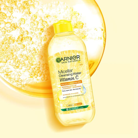 Garnier Micellar Cleansing Water with Vitamin C 400ml ماء غارنييه ميسيلار المنظف مع فيتامين سي - Princess Cosmetics Qatar