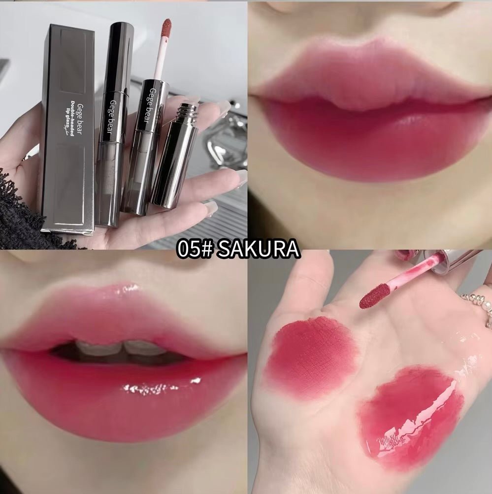 Gege Bear Double - headed Lip Glaze 33g ملمع شفاه مزدوج الرأس من جيجي بير - Princess Cosmetics Qatar