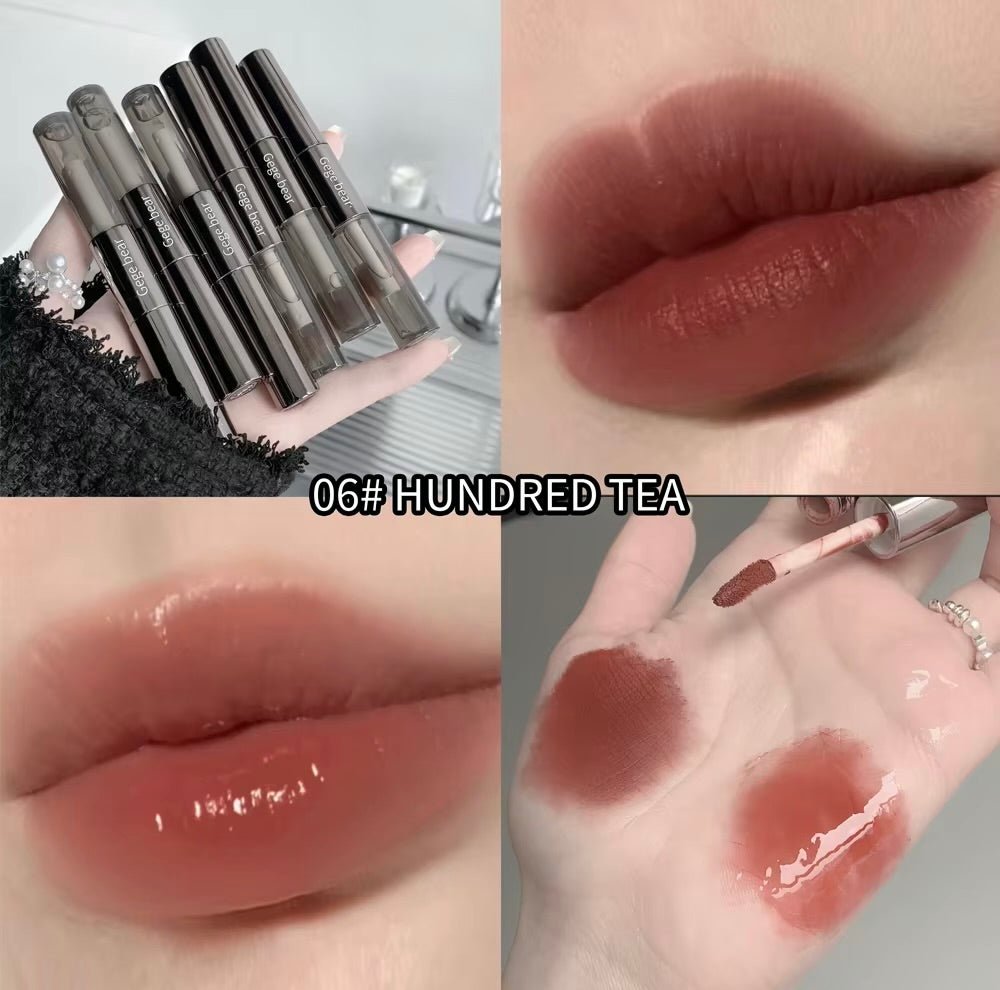 Gege Bear Double - headed Lip Glaze 33g ملمع شفاه مزدوج الرأس من جيجي بير - Princess Cosmetics Qatar