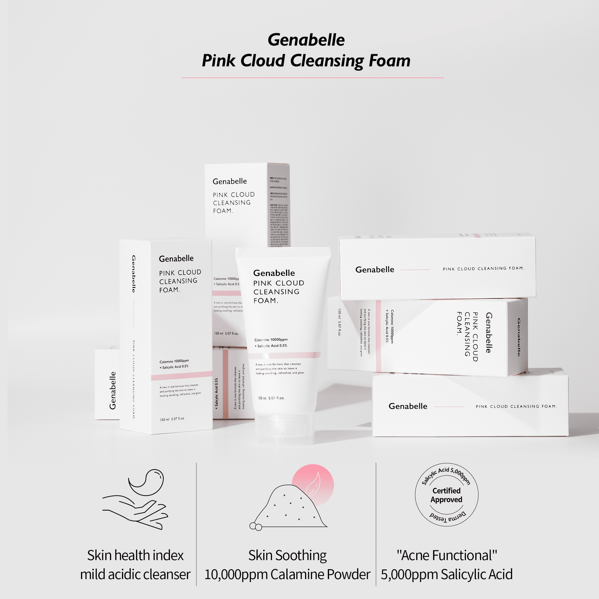 Genabelle Pink Cloud Cleansing Foam 150ml غسول جينابل بينك كلاود الرغوي - Princess Cosmetics Qatar