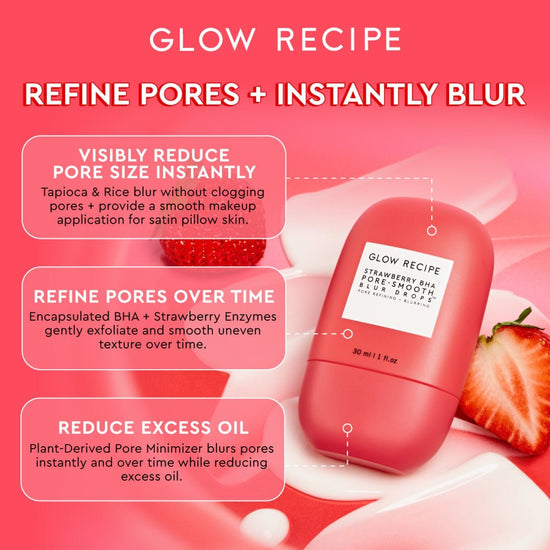 Glow Recipe Strawberry BHA Pore - Smooth Blur Drops 30ml. توهج وصفة الفراولة BHA قطرات طمس المسام 30 مل - Princess Cosmetics Qatar