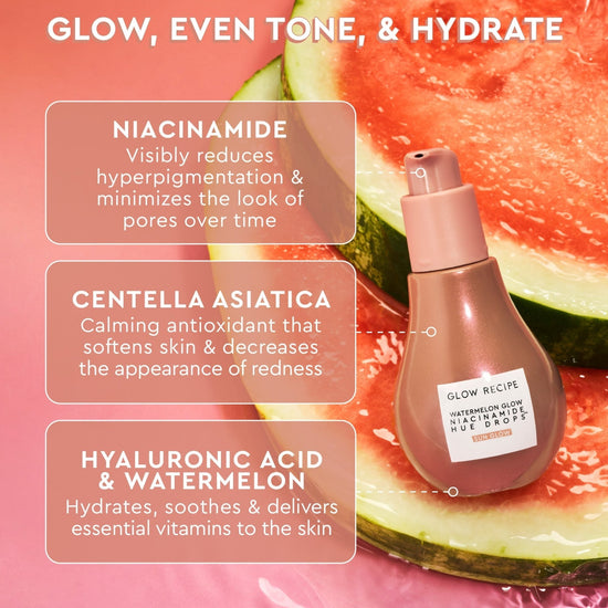 Glow Recipe Watermelon Glow Niacinamide Hue Drops 40ml. وصفة توهج البطيخ توهج النياسيناميد هيو قطرات 40 مل - Princess Cosmetics Qatar