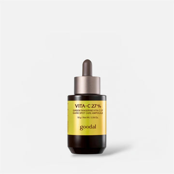 Goodal Green Tangerine Vita C 27 Dark Spot Care Ampoule 16g أمبولات غودال للعناية بالبقع الداكنة بفيتامين سي 27 بنكهة اليوسفي الأخضر من الجينسنغ - Princess Cosmetics Qatar