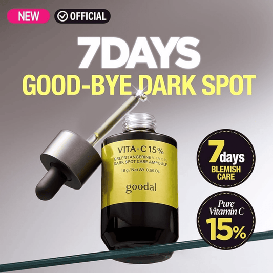 Goodal Green Tangerine Vita C 27 Dark Spot Care Ampoule 16g أمبولات غودال للعناية بالبقع الداكنة بفيتامين سي 27 بنكهة اليوسفي الأخضر من الجينسنغ - Princess Cosmetics Qatar
