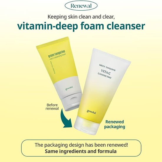 Goodal Green Tangerine Vita C Cleansing Foam 150ml جودال جرين اليوسفي فيتا سي رغوة التنظيف - Princess Cosmetics Qatar