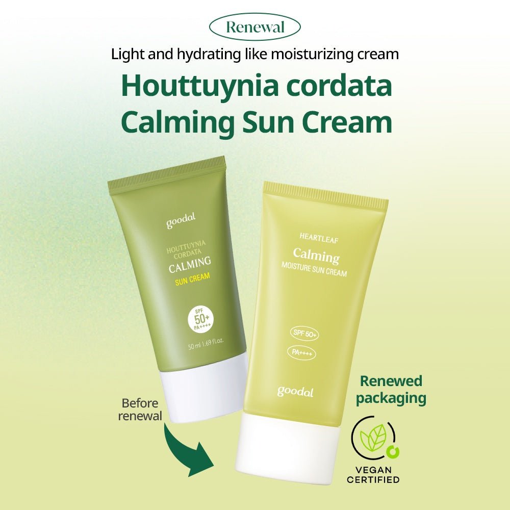 Goodal Houttuynia Cordata Calming Moisture Sun Cream 50ml جودال حوتوينيا كورداتا كريم الشمس المرطب المهدئ - EXPIRY: 2025 - 12 - 07 - Princess Cosmetics Qatar