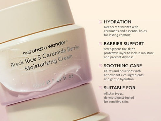 Haruharu Wonder Black Rice 5 Ceramide Barrier Moisturizing Cream 50ml كريم ترطيب هاروهارو وندر بلاك رايس 5 سيراميد باريرينغ - Princess Cosmetics Qatar