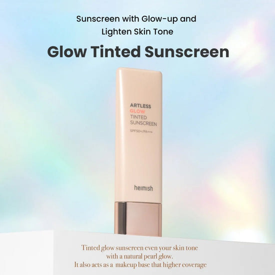 Heimish Artless Glow Tinted Sunscreen SPF50+ PA+++ 40ml. هيميش آرتليس جلو واقي من الشمس ملون بعامل حماية من الشمس 50+ PA+++، 40 مل - Princess Cosmetics Qatar