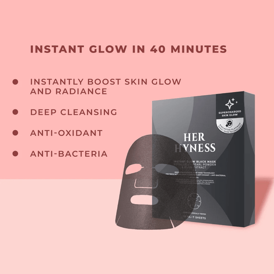 Her Hyness Instant Glow Black Mask (1 Sheet) قناع هير هاينس الأسود الفوري لإشراقة البشرة - Princess Cosmetics Qatar