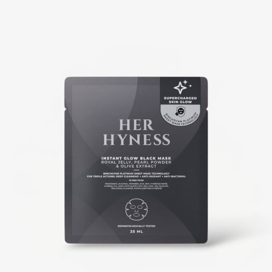 Her Hyness Instant Glow Black Mask (1 Sheet) قناع هير هاينس الأسود الفوري لإشراقة البشرة - Princess Cosmetics Qatar