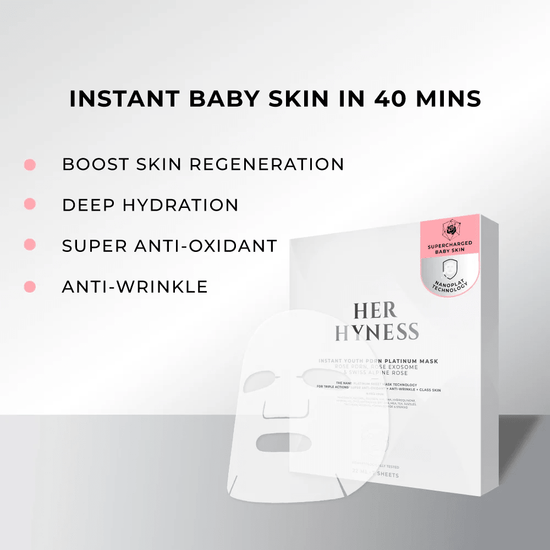 Her Hyness Instant Youth AOX Platinum Mask (1 Sheet) قناع هير هاينس الفوري للشباب من AOX البلاتيني - Princess Cosmetics Qatar