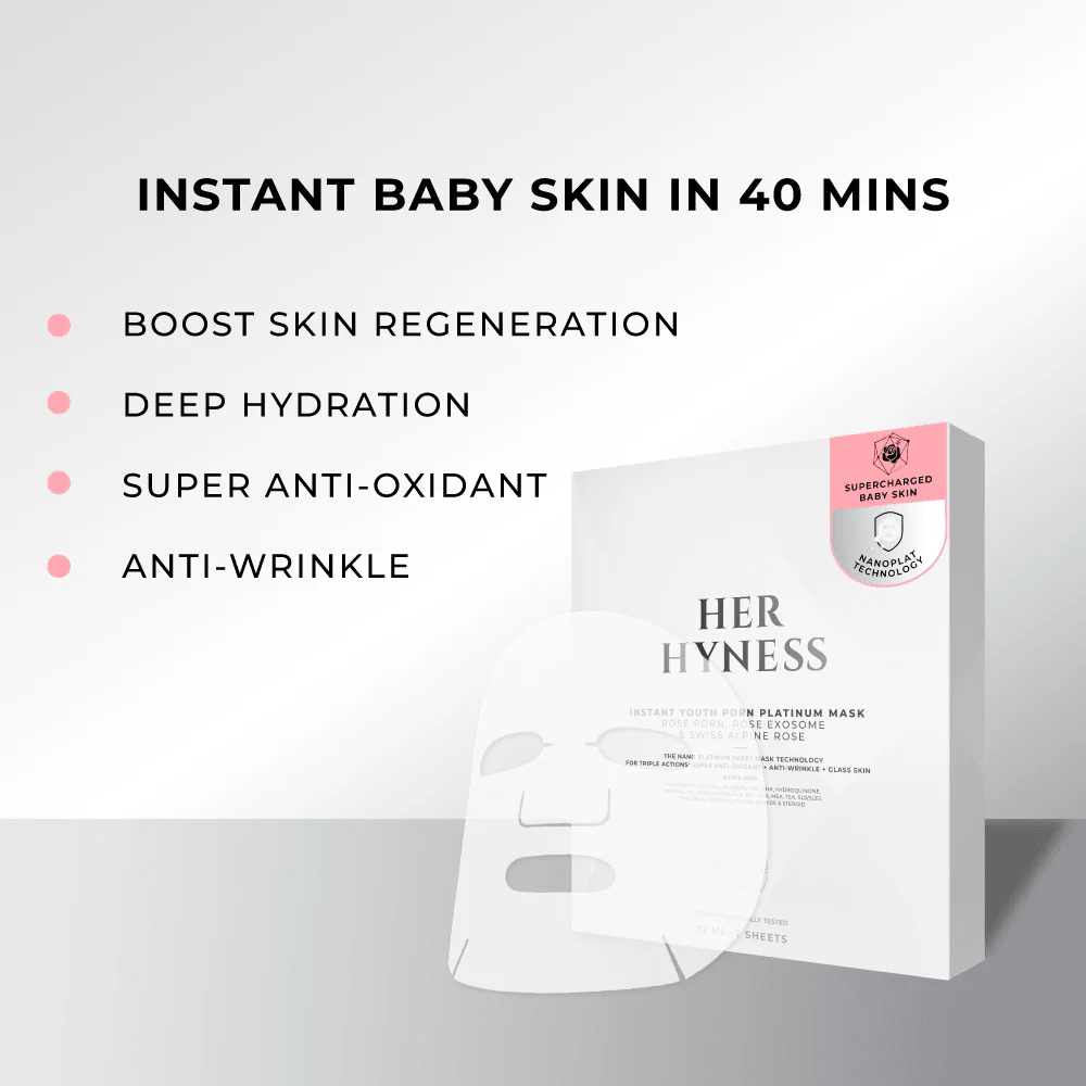 Her Hyness Instant Youth AOX Platinum Mask (1 Sheet) قناع هير هاينس الفوري للشباب من AOX البلاتيني - Princess Cosmetics Qatar