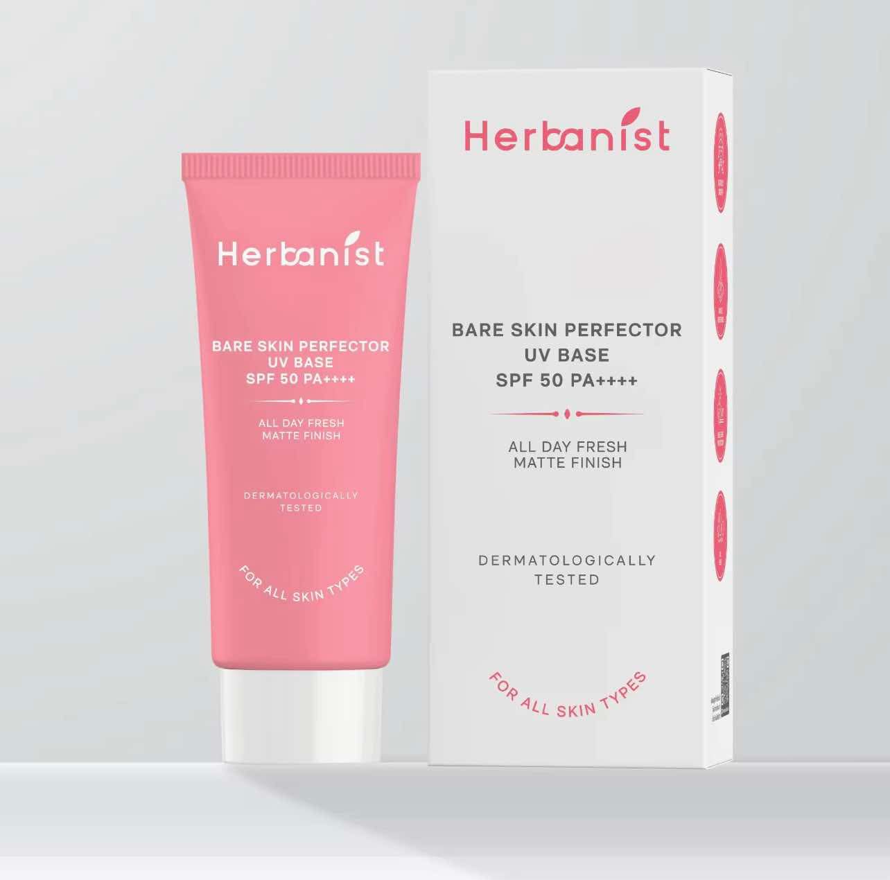 Herbalist Bare Skin Perfector UV Base SPF50 PA++++ 30g قاعدة هيرباليست بير سكين بيرفيكتور للأشعة فوق البنفسجية - Princess Cosmetics Qatar