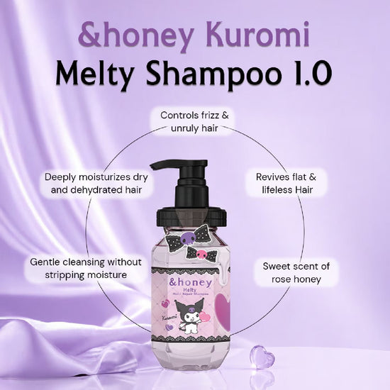 &Honey Melty Moist Repair Shampoo - Kuromi Edition 440ml آند هاني شامبو ميلتي المرطب والمصلح للشعر – إصدار كورومي - Princess Cosmetics Qatar