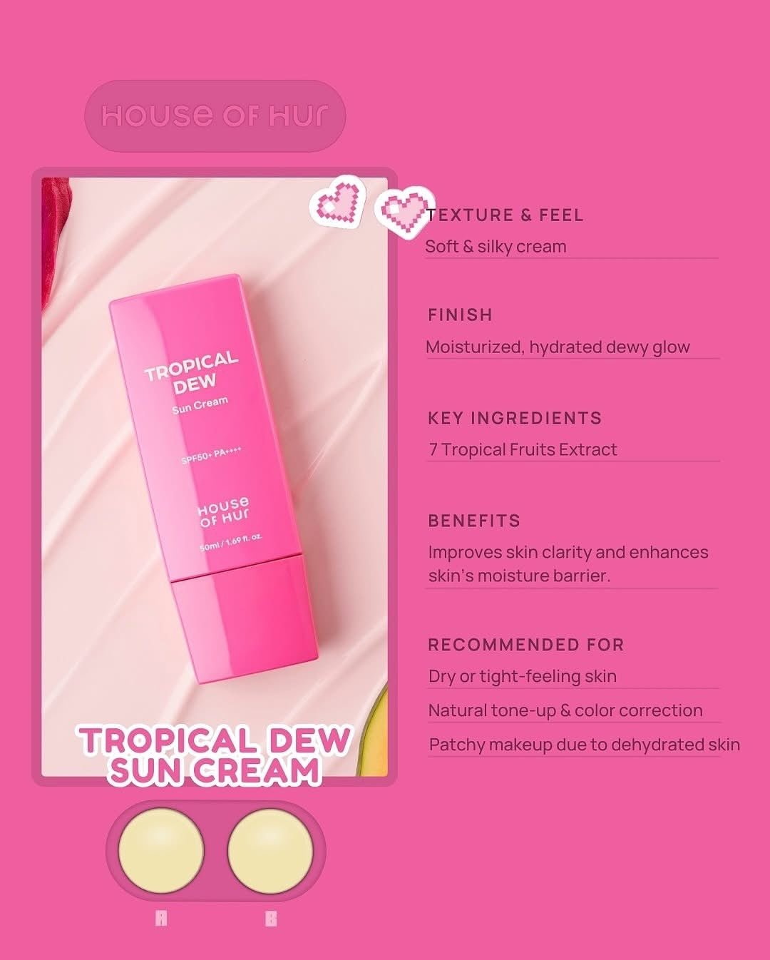 House of Hur Tropical Dew Sun Cream 50ml كريم الحماية من الشمس تروبيكال دي من هاوس أوف هور - Princess Cosmetics Qatar