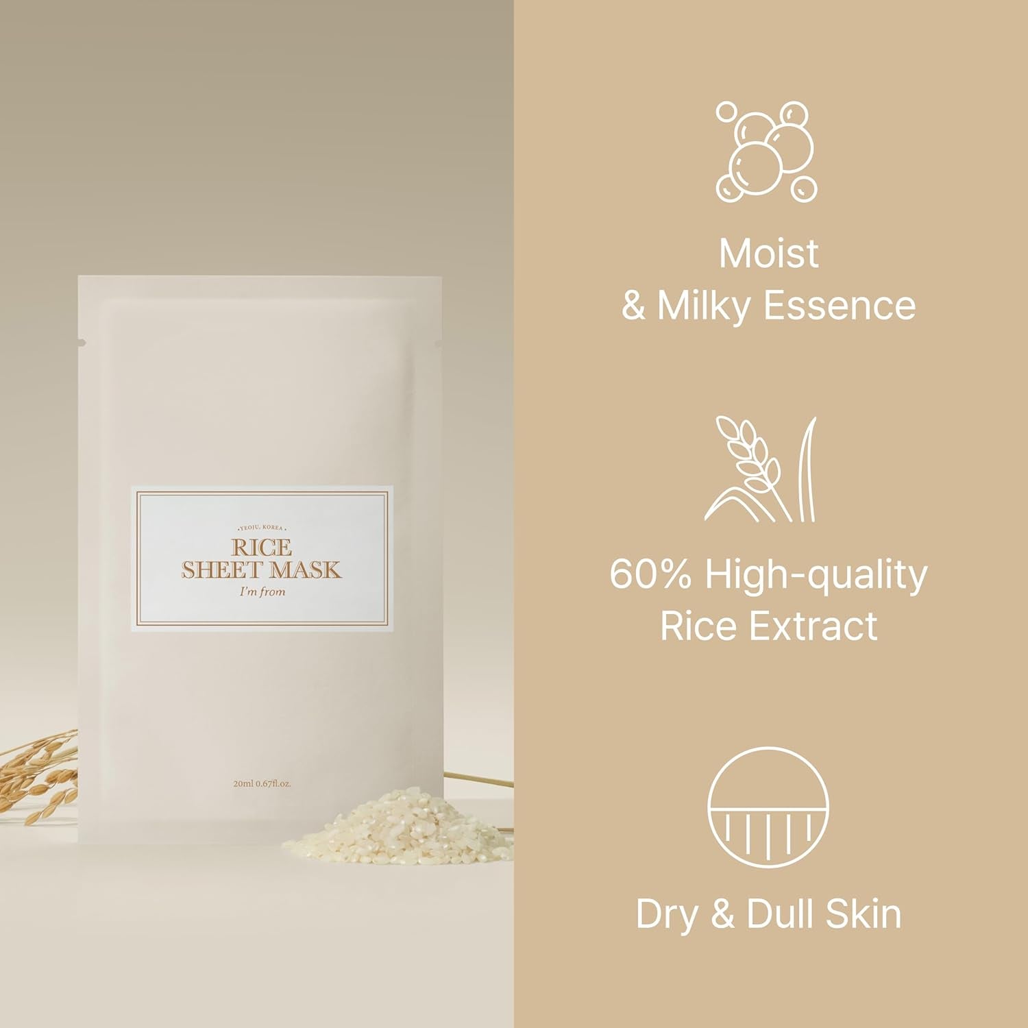 Im From Rice Sheet Mask (1 Sheet) الدردشة من قناع ورقة الأرز - Princess Cosmetics Qatar