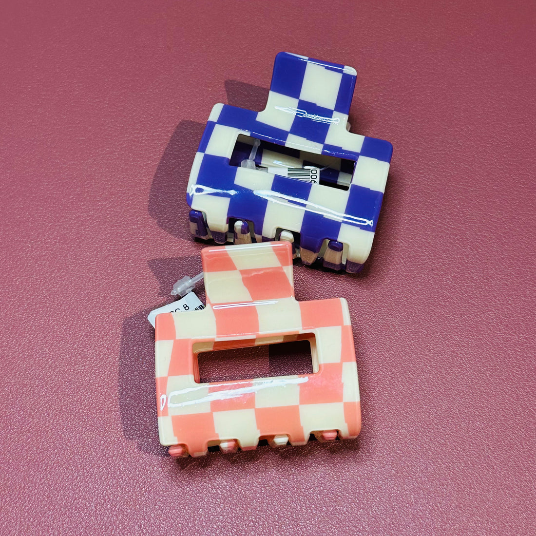 Checkered Small Hair Claw Clips