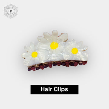 White Sunflower Hair Claw Clips. مقاطع مخلب شعر عباد الشمس البيضاء