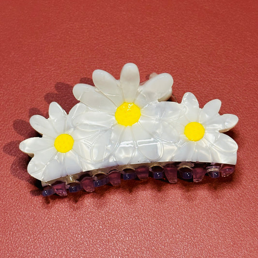 White Sunflower Hair Claw Clips. مقاطع مخلب شعر عباد الشمس البيضاء