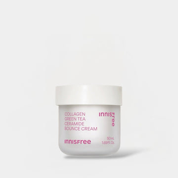 Innisfree Collagen Green Tea Ceramide Bounce Cream 50ml كريم إنيسفري بالكولاجين والشاي الأخضر والسيراميد بتركيبة مرطبة ومنعشة - Princess Cosmetics Qatar