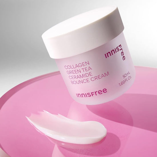 Innisfree Collagen Green Tea Ceramide Bounce Cream 50ml كريم إنيسفري بالكولاجين والشاي الأخضر والسيراميد بتركيبة مرطبة ومنعشة - Princess Cosmetics Qatar