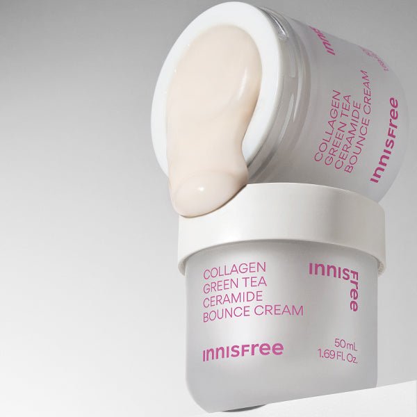 Innisfree Collagen Green Tea Ceramide Bounce Cream 50ml. كريم إينيسفري بالكولاجين والشاي الأخضر والسيراميد 50 مل - Princess Cosmetics Qatar