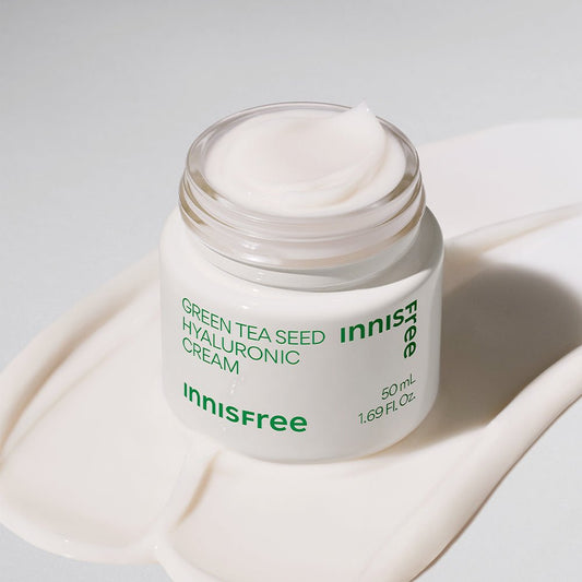 Innisfree Green Tea Seed Hyaluronic Cream 50ml (Renewal 2023). كريم الهيالورونيك ببذور الشاي الأخضر من إينيسفري 50 مل (تجديد 2023) - Princess Cosmetics Qatar