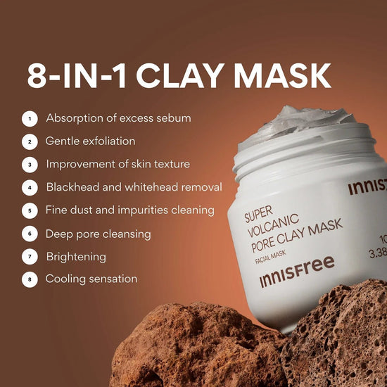Innisfree Super Volcanic Pore Clay Mask 80g قناع الطين البركاني الفائق للمسام من إنيسفري - Princess Cosmetics Qatar