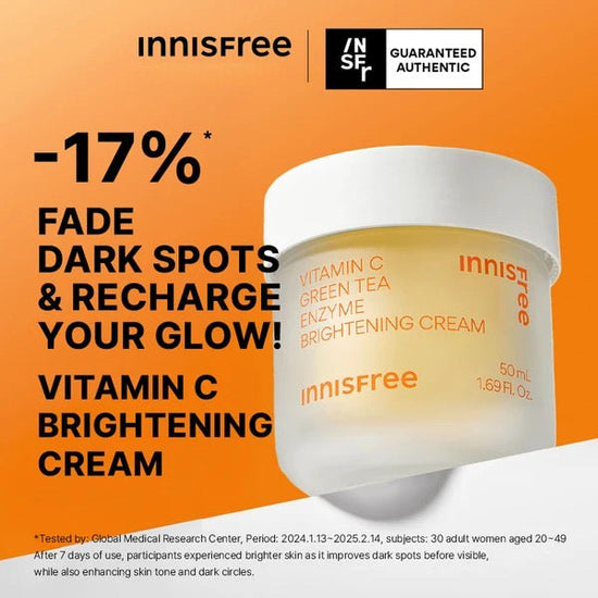 Innisfree Vitamin C Green Tea Enzyme Brightening Cream 50ml كريم تفتيح البشرة بفيتامين سي وإنزيم الشاي الأخضر من إينيسفري - Princess Cosmetics Qatar