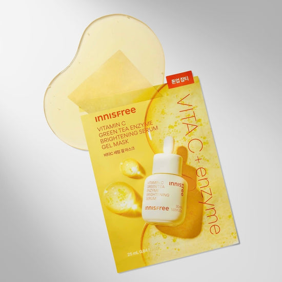 Innisfree Vitamin C Green Tea Enzyme Brightening Serum Gel Mask (1 Sheet) قناع جل مصل تفتيح البشرة بفيتامين سي وإنزيم الشاي الأخضر من إينيسفري - Princess Cosmetics Qatar