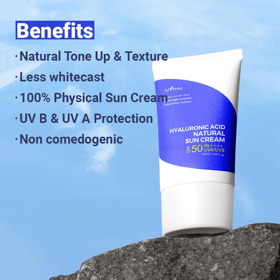 Isntree Hyaluronic Acid Natural Sun Cream 50ml إيسنتري كريم واقي شمس طبيعي بحمض الهيالورونيك - Princess Cosmetics Qatar