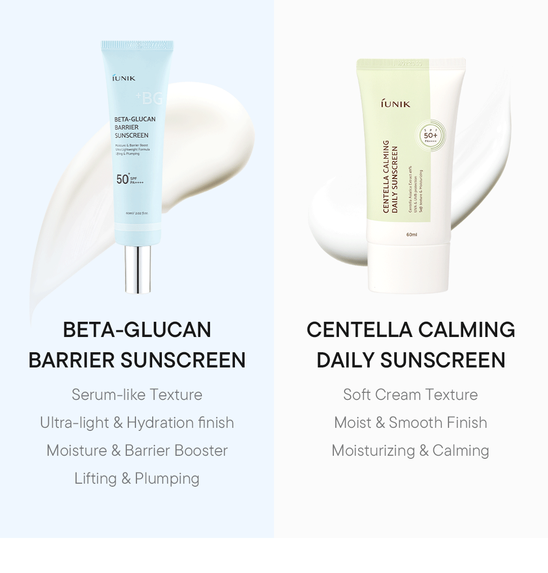 IUNIK Beta - Glucan Barrier Sunscreen 60ml واقي الشمس من حاجز بيتا جلوكان من IUNIK - Princess Cosmetics Qatar