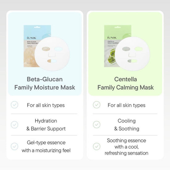 IUNIK Beta - Glucan Family Moisture Mask (1 Sheet) قناع ترطيب عائلة بيتا جلوكان من IUNIK - Princess Cosmetics Qatar