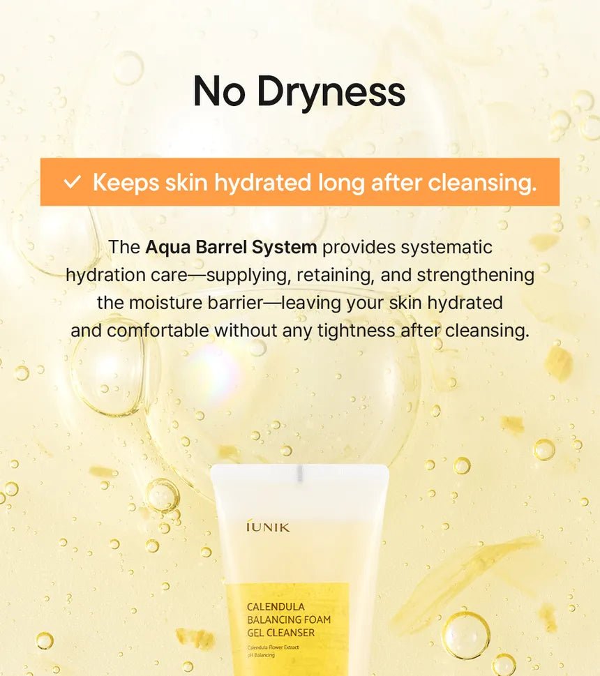 IUNIK Calendula Balancing Foam Gel Cleanser 150ml منظف جل رغوي متوازن من آيونيك كاليندولا - Princess Cosmetics Qatar