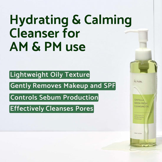 Iunik Centella Green Fresh Cleansing Oil 200ml. زيت التنظيف المنعش الأخضر من إيونيك سينتيلا 200 مل - Princess Cosmetics Qatar