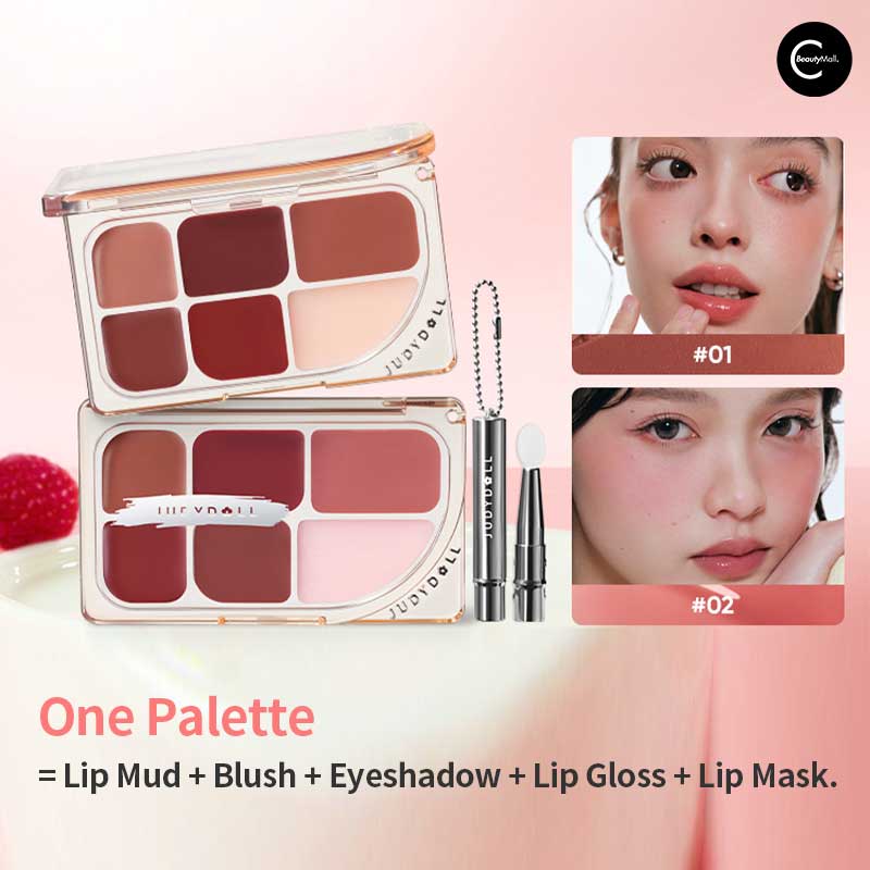 Judydoll 6-Color Multi-Use Lip Palette لوحة ألوان الشفاه متعددة الاستخدامات من جودي دول بستة ألوان - Princess Cosmetics Qatar