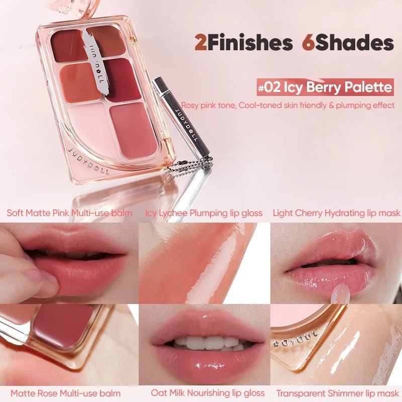 Judydoll 6-Color Multi-Use Lip Palette لوحة ألوان الشفاه متعددة الاستخدامات من جودي دول بستة ألوان - Princess Cosmetics Qatar
