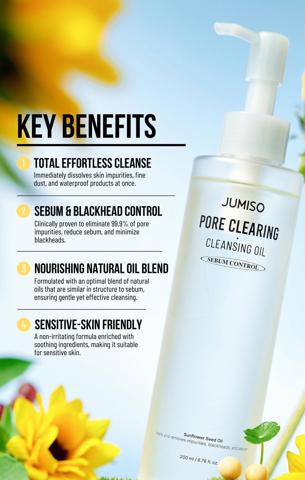 Jumiso Pore Clearing Cleansing Oil 200ml. زيت تنظيف المسام من جوميسو - Princess Cosmetics Qatar