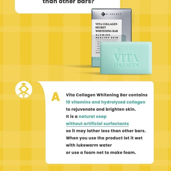 K - Secret Vita Collagen Secret Whitening Bar 110g صابونة التبييض السرية من كيه سيكريت فيتا كولاجين - Princess Cosmetics Qatar