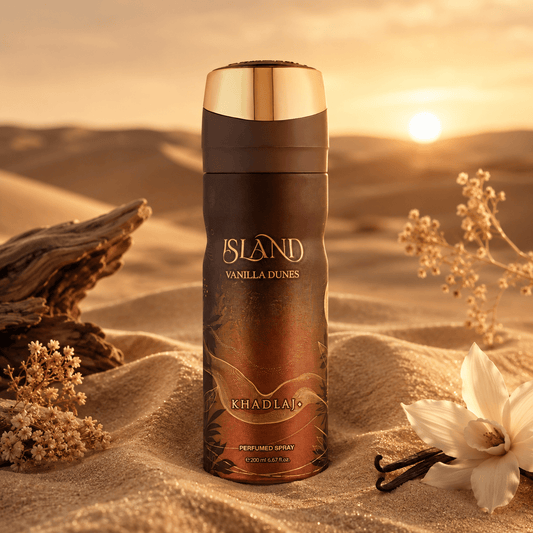 Khadlaj Island Vanilla Dunes Body Spray 200ml بخاخ الجسم برائحة الفانيليا من جزيرة خادلاج - Princess Cosmetics Qatar