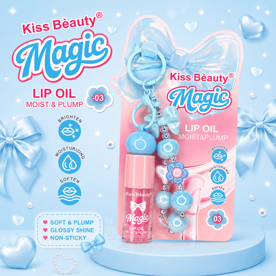 Kiss Beauty Magic Lip Oil Moist & Plump زيت الشفاه السحري من كيس بيوتي، مرطب وممتلئ - Princess Cosmetics Qatar